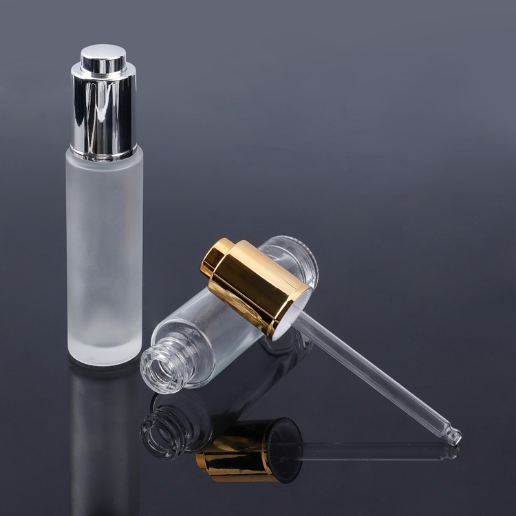 Оптовое производство Sliver Gold Эфирное масло Frost Serum Пустая роскошная стеклянная бутылка-капельница 30 мл
